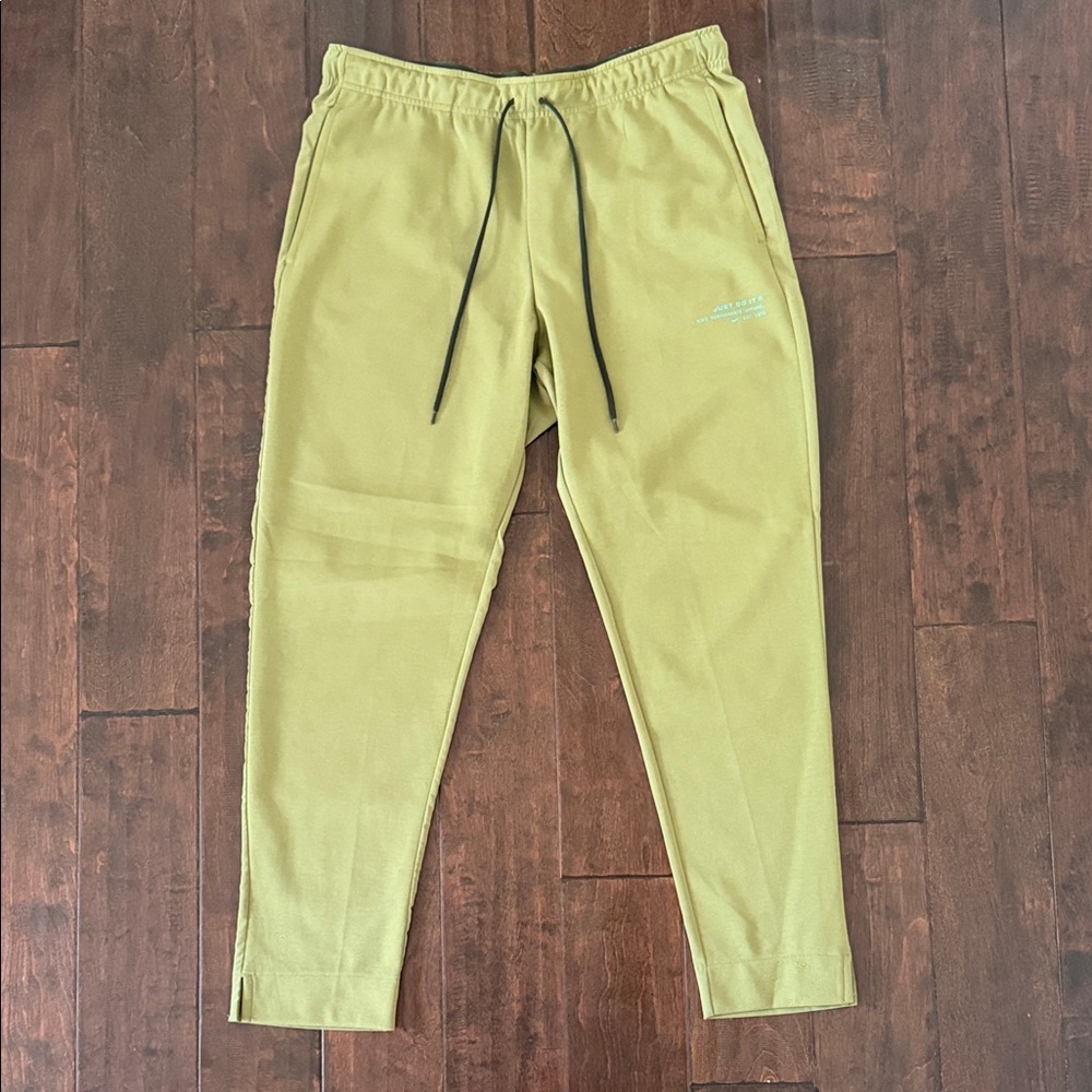 Nike Men's Olive Green Jogger Pants with Black Drawcord